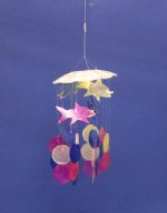 8 inches Small Multi Colored Fish Capiz Wind Chimes Wholesale - Packed 6 per bag  @ $1.50  each (Case of 24 (4 packs) @ $1.35 ea)
