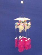 10 inches Wholesale small capiz shell windchime with colored cockles  Minimum 3 @ $1.80 each (Case of 24 @ $1.62 ea)