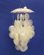 12 inches long white capiz shell wind chimes wholesale seashell wedding decor Minimum 3 @ $4.50 each (Case of 12 @ $4.05 ea)