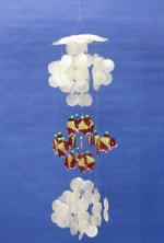 27 inches Wholesale Capiz Wind Chimes 27 inches long White Fish Capiz Windchimes with Red and Yellow Capiz Fish Minimum: 2 pieces **SALE $7.10**