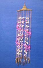 32 inches Wholesale large spiral pink and purple cut shells wind chimes  - Minimum: 2 pieces @ $5.50 each (Case of 10 @ $4.95 ea)