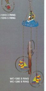 Wholesale ceramic sailboat with 3 rings  metal sailboats wind chimes <font color=red>Sale</font> $4.15 each Minimum: 2 pieces