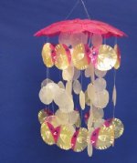 12 inches Wholesale Red, Yellow and White Capiz Fish Wind Chimes - Minimum 3 @  $3.75 each