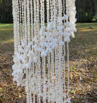 45 inches Large White Spiral Shell Wind Chimes wholesale made out of white bubble shells and white nassarius - 4 pcs @ $29.50 each