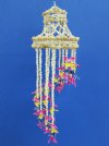 Wholesale small shell chandelier, spiral wind chime with multicolored cut shells 19 inches long - Min: 2 pcs @ $7.80 each