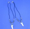 3/4 to 1-1/2 inch wholesale alligator tooth necklaces with white stars on navy blue beads, with tiny gator, 20" - Packed 3 @ $4.25 each; Packed: 12 pcs @ $3.75 each
