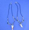 3/4 to 1-1/2 inch wholesale Alligator Tooth Necklace with silver tubes and black beads 20 inches in length - Packed 3 @ $4.25 each; Packed: 12 pcs @ $3.75 each 