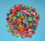 Wholesale Dyed small pearl top shell trochus in bulk bags 3/4 to 1 inch Packed 200 @ .03 each; <FONT COLOR=RED> SALE $6.00 A BAG OF 200 (.03 each) </FONT>