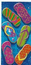 12 pc lot of 30" x 60" Fiber reactive beach towels with Flip Flops - You will receive the towels in the photo for $67.80/lot