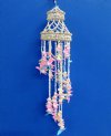 24 inches wholesale spiral shell wind chime with white natica and blue, pink, yellow cut shells - Minimum: 2 @ $8.50 each