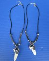 1/2 to 1-1/4 inches wholesale alligator tooth necklaces with silver tube, silver beads and silver tiny gator - Packed 3 @ $4.25 each; Packed 12 @ $3.75