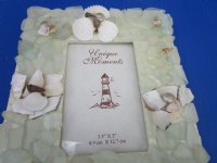 6-1/2 by 8 inches Wholesale Sea Glass with Seashells Picture Frames -  3 pcs @ $7.00 each; 15 pcs @ $6.25 each