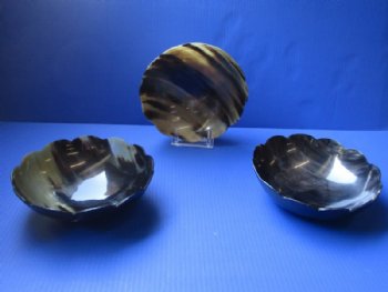 Wholesale Decorative Round Polished Buffalo Horn Bowls 8 inches - 2 pcs @ $18.00 each; 6 pcs @ $16.00 each