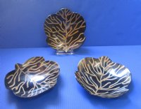 Wholesale Decorative Hand Carved and Hand Painted Buffalo Horn Leaf Shaped Bowls/Trays 7-1/2 to 8 inches - 2 pcs @ $17.25 each; 6 pcs @ $15.50 each