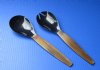 Wholesale Polished Buffalo Horn Soup Spoon and Spork Set with Brown handle 11 inches - $20.00/set; Packed: 4 sets @ $17.50/set