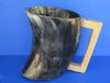 Wholesale large Polished Buffalo Horn Beer Pitcher with Square wood handle 7-1/2 to 8-1/4 inches tall - $34.00 each; Packed: 4 pcs @ $30.00 each