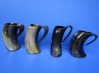 Wholesale Buffalo Horn Mug with an Engraved Native American Chief - 6 inch to 6-1/2 inch - <font color=red>*Closeout Sale* </font>$14.00 each; 8 pcs @ $12.00 each