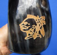 Wholesale Buffalo Horn Mug with an Engraved Native American Chief - 6 inch to 6-1/2 inch - <font color=red>*Closeout Sale* </font>$14.00 each; 8 pcs @ $12.00 each