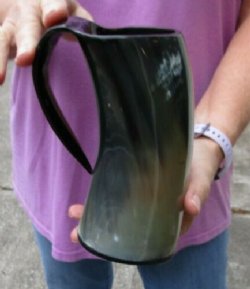 Polished Buffalo Horn Mug, Cow Horn Mug 6 inches tall.  Available now for $24
