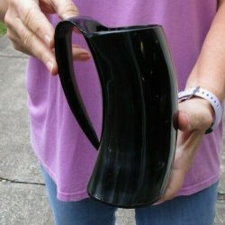 Polished Buffalo Horn Mug, Cow How Mug 6 inches tall. Available today for $24