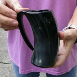 Polished Buffalo Horn Mug, Cow How Mug 5 inches tall. Available now for $18