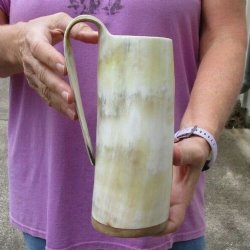 Polished 8" Buffalo Horn Mug, Ox Horn Mug with wood base/bottom. Buy now for $36