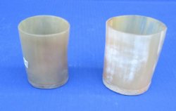 Wholesale  Buffalo Viking Drinking Horn Shot Glass/cup with wood base - 3 inches tall - 2 pcs @ $7.75 each; 12 pcs @ $6.95 each