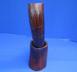 Wholesale Drinking horns with a Carved Rustic Design and horn stand 14 to 16 inch - 2 pcs @ $17.75 each; 8 pcs @ $15.95 each 