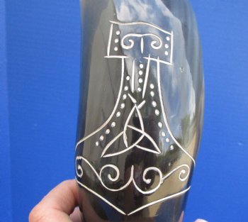 Decorative Carved Cattle/Cow Drinking horns and Horn stand 11 to 13 inch (2 pc, 8 pc)