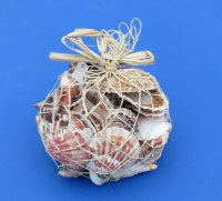 500 Gram Wholesale Open Weave Rope Shell Gift Bag filled with mixed natural shells - Case of 36 @ $1.35 each 
