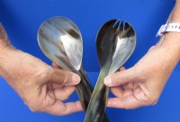 2 pc lot of Polished Buffalo Horn Soup Spoon and Spork set for sale 9-1/4 inches - You are buying the Buffalo Horn Spoon and Spork pictured for $20.00