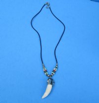 3/4 to 1-1/2 inch Alligator Tooth Necklace with tiny silver gator, Mexican flag beads 20 inches - 3 pcs @ $4.25 each; 12 pcs @  $3.75 each