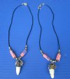 1/2 to 1-1/4 inches Wholesale Alligator Tooth Necklaces with USA Flag Beads 20 inches Packed 3 @ $4.25 each; Packed 12 @ $3.75 each