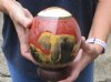 Decoupage Ostrich Egg with wood bangle stand - African big 5 and African map design - 6 inches tall. You are buying the Decoupage ostrich egg in the photo for $45