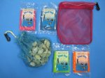 Clip-On Netted Shell Collecting Bags Assorted Colors 9-3/4" x 8-1/4" - Packed: 6 pcs @ $2.95 each; Packed: 24 pcs @ $2.65 each