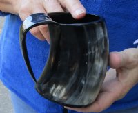 Polished Buffalo horn mug, Cow horn mug measuring approximately 4 inches tall for $19
