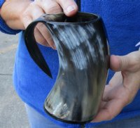 Polished Buffalo horn mug, Cow horn mug measuring approximately 4-1/2 inches tall or $19