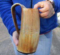 Buffalo horn mug, Ox horn mug carved with full rustic look measuring 8-1/2 inch tall for $36
