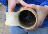 Buffalo horn mug, Cow horn mug carved with full rustic look measuring 8 inch tall for $36