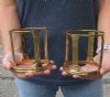 2 piece lot of brass Ostrich Egg Stands, 4 inches tall. You are buying the stands in the photo for $19/lot
