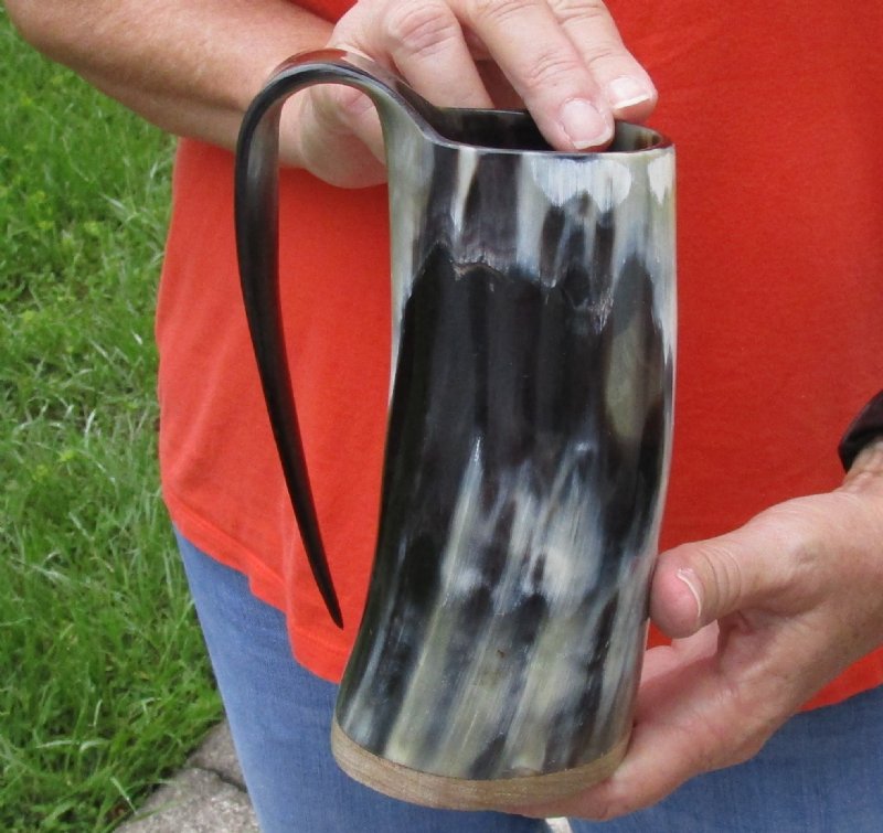 Polished buffalo horn mug