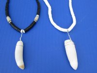2 pc Coconut bead necklaces with 2-1/4 inch Alligator tooth wrapped with a silver color wire - $20/lot