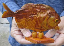 6-1/2 inch Real dried Piranha Fish on wood base - $31