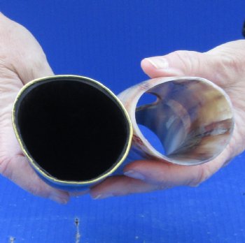 Carved Polished Buffalo Drinking horn and Horn Stand 12 inches $21