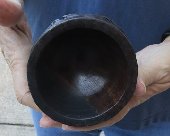 Carved wooden elephant ostrich egg stand 3-1/2 inch - $15