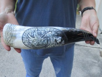 17 inch Polished Carved Bird Buffalo horn - $26