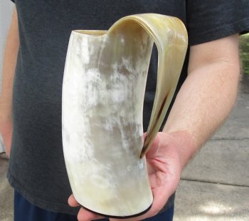 Polished Buffalo Horn Mug, Ox Horn Mug with carved design 7 inches tall - For Sale for $30