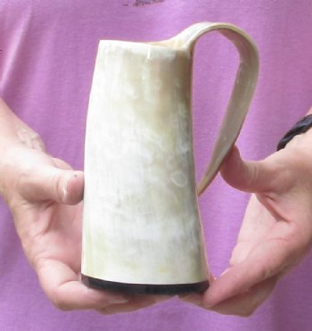 Polished Ox Horn Mug, Cow Horn Mug 6-3/4 inches tall. For Sale $28