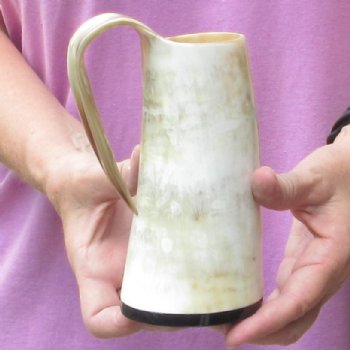 Polished Ox Horn Mug, Cow Horn Mug 6-3/4 inches tall. For Sale $28