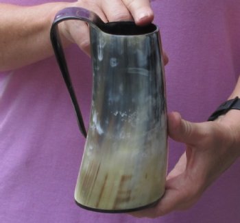 Polished Buffalo Horn Mug, Ox Horn Mug 6-3/4 inches tall. For sale for $28